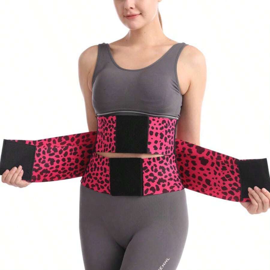 Women's Postpartum Recovery Waist Trainer Belt With Thickened Full-Elastic Design, No Bones & No Buckles For Comfortable Tummy Control, Black/Leopard Rose/Leopard White/Leopard Yellow, Versatile Shapewear For Fitness, Home & Office Wear - họa tiết da báo màu đỏ hồng - Xem 1
