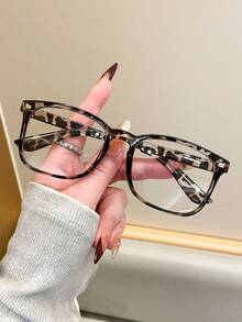 1/3Pcs Leopard Print Bohemian Oversized Square Glasses, PC Clear Lens Eyewear For Daily Streetwear Travel Party, Fashion Decorative Glasses For Women, Ideal Gift For Valentine's Day Mother's Day Graduation Season - Multicolor - View 13