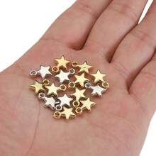 100 piezas Colgante de estrella de moda CCB, encantos de estrella de plástico ABS de 5 puntas en tono dorado y plateado, adecuado para pulsera DIY, collar, joyería y accesorios de manualidades - 100 piezas - View 5
