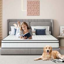 FEEOHOME Matelas respirant 140x190x25 cm, matelas hybride épais avec mousse ondulée et protection des bords, soutien ergonomique à ressorts, matelas hybride confortable avec maille 3D - Blanc - Voir 7