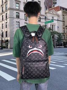 Conjunto de mochila 2 em 1 com estampa de flor de ameixa (mochila + pochete), essencial para escola, deslocamento diário, viagens curtas e exploração urbana. Bolsa para laptop com estampa floral vintage, pochete ajustável, material PU espesso, popular entre estudantes e jovens profissionais que buscam estilo e praticidade. - Multicolorido - Ver 3
