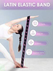 1 pieza Banda de resistencia de yoga, banda de resistencia profesional para estiramiento y fitness, banda elástica para entrenamiento, adecuada para correa de estiramiento de yoga, ballet, banda de resistencia en forma de ocho para danza, expansor digital, pilates, gimnasia y danza - Multicolor - Ver 4