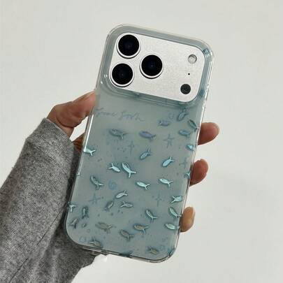 Funda de teléfono con diseño de pez azul en espiral, compatible con iPhone 17 Pro Max, 17 Pro, 17, 16, 15, 14, 13, 12 Pro Max, 11, con protección antichoque y cubierta protectora