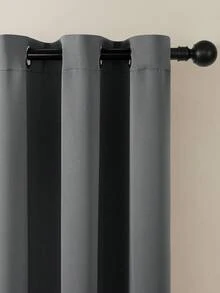 1pc/2pcs Solid Color Polyester Blackout Thermal Insulated Curtains, Suitable For Kitchen, Dining Room, Living Room, Bedroom, Study, Colors: Black, Dark Gray - Dark Grey - View 11