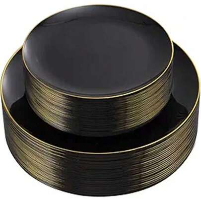 1/25/50个装可重复使用水果盘，金边装饰，适用于家庭聚会、派对、户外活动、团队活动、烹饪、圣诞节及其他场合