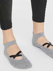 Women's Pilates Yoga Sports Non-Slip Socks, Silicone Strap Grip Ballet Dance Fitness Socks - Multicolor - View 10