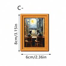 1/6件装趣味猫咪图案冰箱贴，创意3D迷你相框磁性贴纸，适用于厨房、办公室、橱柜、家居装饰，艺术礼品 - 搞怪貓咪 - 查看 12