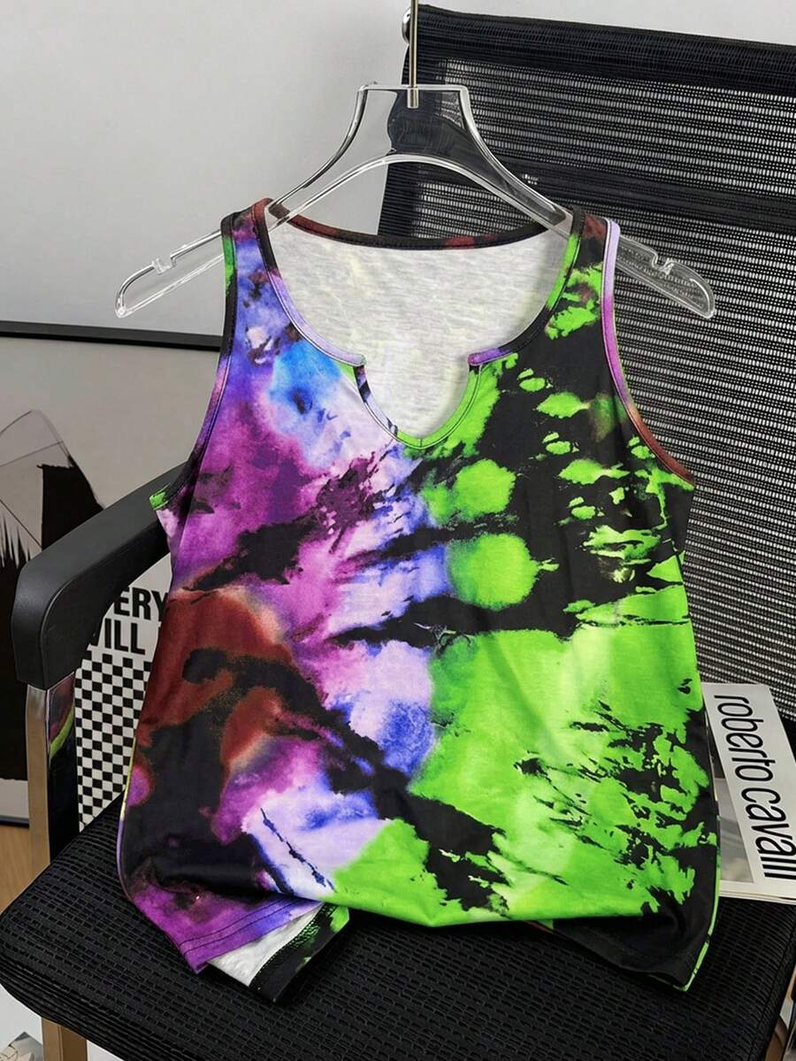 Women's Vacation Retro Gradient Print, Spaghetti Strap V-Neck Camisole, Summer Daily Vest, Graphic Tees Women, Summer Women's Camisole Vest, Summer Essential - Multicolor - View 1