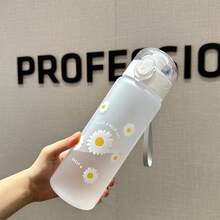 26.37oz Plastic Water Bottle With Chrysanthemum Pattern | Transparent Portable Reusable Sealed Fitness Travel Cup, Printed Design - Multicolor - View 10