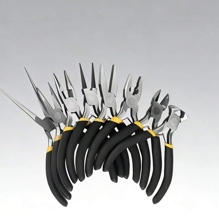 8件套精密珠宝钳套装，多功能迷你钳子套装，手工串珠/绕线/珠宝维修一体化工具，手工爱好者必备 - 黑色 - 查看 1