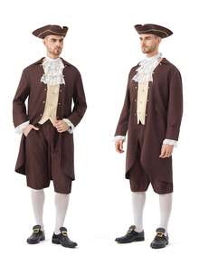 5pcs/Set Adult Colony Set Cosplay Colonizer Adult Halloween Carnival Cosplay Costume - Coffee Brown - View 5