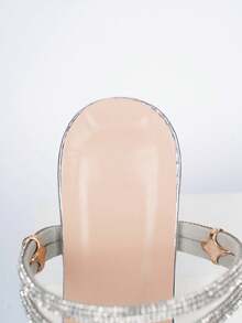 Metallic Color Rhinestone Strap Elegant Open Toe High Heel Sandals, Suitable For Casual Daily Wear And Party Events In Spring/Summer For Teenagers - Silver - View 7