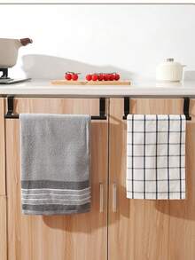 Stainless Steel Rust-Proof Towel Rack, Self-Adhesive, No Drilling Required, Modern Bathroom Cabinet Door Storage Shelf - Silver - View 9