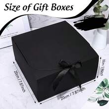 12个装黑色牛皮纸礼品盒，带丝带，大号尺寸20.2x20.2x10厘米，多用途，适用于珠宝展示、求婚、礼品、圣诞节、感恩节、新年、生日包装 - 禮品包裝盒 - 查看 3