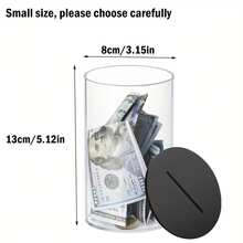Transparent Acrylic Piggy Bank With Access Function, Transparent Coin Bank With Lid - Black - View 9