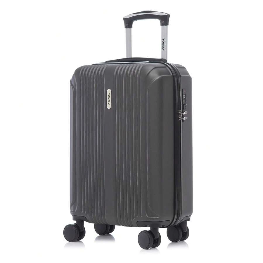 YONSLY Suitcase 20/24/28 Inches With Combination Lock Double Maintenance Zipper 360° Wheels Mesh Pocket Multi‑Stage Telescopic Handle For Vacation - 深灰色 - 查看 1