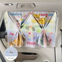 Tấm che nắng cửa sổ xe hơi họa tiết thú cưng dễ thương, kiểu giác hút, hai lớp in kỹ thuật số, có chức năng che nắng và bảo vệ sự riêng tư, thích hợp cho gia đình đi du lịch. - Rèm che nắng - Xem 5