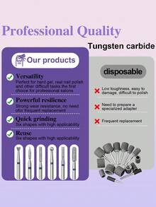 6pcs/Set Nail Drill Bits Diamond Milling Cutter For Manicure 3/32" Burr Electric Cuticle Clean Nail File Cuticle Remover Tool Nails Supplies - Silver - View 5