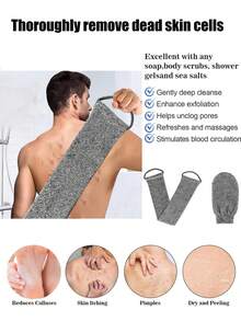 2/1pc Natural Scrubbing Set (Scrubbing Strip, Scrubbing Gloves), Does Not Harm The Skin, Gently Removes Body Stains, Ultra Long Back Cleaner, Double-Sided Shower Exfoliating Brush, Deep Cleansing And Awakens The Skin, Suitable For Men And Women - Multicolor - View 2
