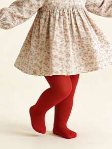 3 Pairs Baby Girls Velvet Tights, Autumn/Spring Leggings - Multicolor - View 7