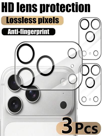 3 pièces Protecteur d'objectif de caméra pour iPhone 17 Pro Max/17 Pro/17 Air/16/15/14/13/12/11 Pro Max Plus, comprenant un protecteur d'écran de caméra en verre trempé 9H, résistant aux rayures, résistant aux empreintes digitales et facile à installer.