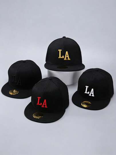 4顶/1顶 男女通用 LA 字母刺绣嘻哈帽 时尚运动棒球帽 可调节休闲帽 适合春秋季旅行、海滩和派对