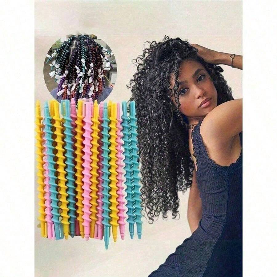 20pcs Spiral Curling Iron Rollers, DIY Hair Styling Tools, Heatless Spiral Curl Rollers For Hair Styling, Hair Styling Kit, Beauty Tools Set, Women's Accessories Gift, Gift, Travel, School, Back To School - Nhiều màu - Xem 1