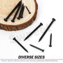 150Pcs 2\ Black Hardware Nails Assortment Kit, Steel Nail, 3.3x50mm Galvanized Nails, Small Nails, Finishing Nails, Wall Nails, Wood Nails, Nails For Concrete Brick - 50mm - View 5