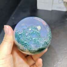 CUPIDCRYSTAL كرة أجاتي الطبيعية المغطاة بالطحالب، كرة بلورية من أجاتي الطحالب لأغراض روحية - عينة معدنية، هدية لديكور المنزل/المكتب/الحوض المائي - متعدد الألوان - مشاهدة 13