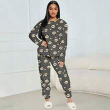 Shendy Vendy Women's Plush Pajamas Set 2 Pieces Long Sleeve - Màu xanh lam - Xem 8