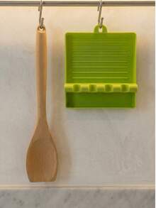 1pc Multi-Function Pot Lid & Ladle Holder, Plastic Kitchen Storage Rack, Spatula Holder, Anti-Drip Stand, Essential Kitchen Tool - Multicolor - View 5