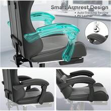 Gaming Chair, Ergonomic Gaming Chair With Footrest & Headrest Lumbar Support, Height Adjustable Swivel Computer Chair Office Chair Adults(Carbon Fiber Black) - Carbon Fiber Black - 查看 4