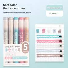 5Pcs Glitter Highlighter, Macaron Pastel Highlighter For Note Taking & Journaling - A - View 4