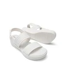Women Low Wedge Walking Sandals 1.5-Inch Wedge Heel Lightweight Soft Footbed Flat Sandals Comfortable Indoor Outdoor EVA Outsole Shoes - 白色 - 查看 6