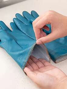 2只/1双冬季家用清洁手套，加厚抓绒内衬保暖，耐用防水外层材料防油防污，符合人体工学设计提升清洁效率，保护双手免受粗糙和裂纹的伤害。 - 藍色 - 查看 8