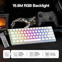 AULA Mini60 HE PRO 无线霍尔效应游戏键盘，8K轮询率，RGB背光，热插拔磁吸式键盘，触发键程可调，4000mAh电池，支持SOCD和DKS，静音 - 查看 6