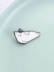 Lazy Cat Enamel Pin - "Lie Down And Give Up" Attitude, Cute Cat With Sullen Expression, Ideal Gift For Laid-Back Friends - Black and White - View 7