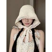 Classic Straw Braid Hat, Women's Beach Hat, Versatile Bucket Hat,, Spring/Summer - 米色 - 查看 9