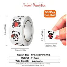 500Pcs/Roll Cartoon Panda Heart RewardsStickers 8 Designs 2.5cm/1.0in Round PerfectFor Learning Rewards Pad PC Fridge - Multicolor - View 10