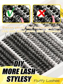 320pcs C-Curl Natural Lashes Set, 30D+40D+60D+80D Mixed Density Black, Suitable For Beginners, Synthetic Manga Classic False Eyelash Clusters, Long-Lasting And Durable, Suitable For Daily Makeup, Parties, Weddings, Christmas, Music Festivals - C - 查看 3