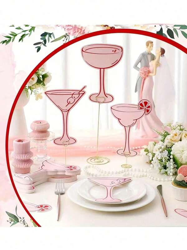 Bộ 3/10 thẻ ghi tên khách mời chủ đề cocktail màu hồng - 3 chủ đề cocktail, phù hợp cho sắp xếp chỗ ngồi trong đám cưới, tiệc cô dâu, trang trí ngày Valentine, tiệc kỷ niệm và sự kiện công ty.