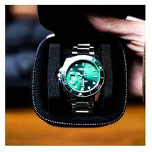 Black Watch Storage Box, Hard Case With Soft Cushions, Velvet Lining For Jewelry And Watch Protection, 1. STAT - 1 Black Piece - View 5
