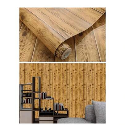 45x100/300/500cm Natural Wood Grain Wallpaper, Nordic Fresh Style, PVC, Bedroom/Kids Room/Dorm Wall Decor, Waterproof, , Non-Fading