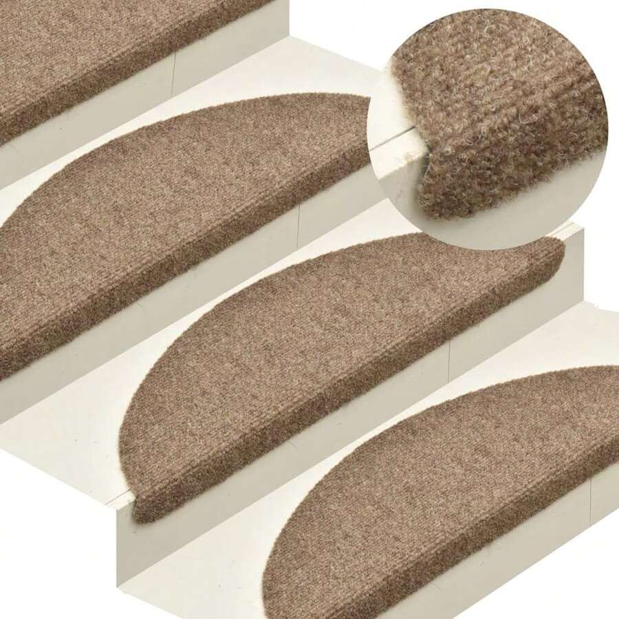 vidaXL Klebematten für Treppen, 5 Stück, Creme, 65 x 21 x 4 cm, Nadelfilz - Beige - Übersicht 1