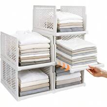 5-Pack Pull-Out Closet Organizers Smooth Sliding Stackable Foldable Storage Bins Reinforced Anti-Tip For Bedroom Office - Default - View 1