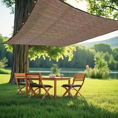 Outdoor Patio Sun Shade, Canopy With Eye Shade, Balcony Privacy Screen, 90% UV Protection, Sun Shade Cloth, Brown Sun Curtain, Garden Backyard Outdoor, Mocha