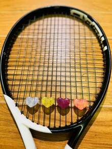 1pc Shiny Crystal Heart Tennis Dampener, Girly Tennis Racket Shock Absorber, Bright Silicone Shock Absorbing Device, Available In Multiple Colors For Racket Decoration, Crystal Heart Shock Absorber For Tennis Training & Decoration, Cute Racket Face Decor Accessory Designed For Tennis Enthusiasts, Perfect Gift For Tennis Lovers - Multicolor - View 5