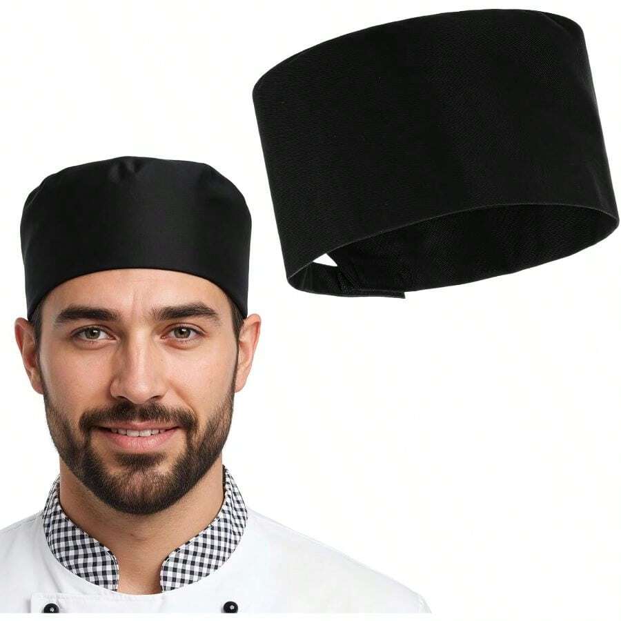 Premium Black Adjustable Large Oval Chef Hat - Breathable Mesh Design Men Women, Unisex Cooking Baking Cap (Circumference 22-23.6 Inches) - Default - View 1