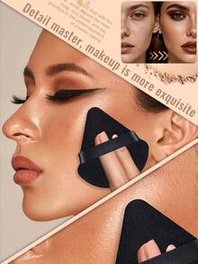 49件套化妆工具套装，包括：25支化妆刷套装+1个多功能防水拉链化妆包+2个洁面海绵+1个睫毛夹+5个三角粉扑+5个化妆海绵+5个迷你气垫粉扑+5个迷你化妆海绵 - 彩色 - 查看 7