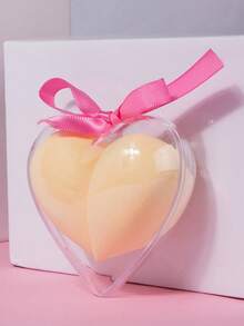 2个/套 水滴形化妆海绵，心形包装设计；柔软无乳胶化妆粉扑，适合湿用。（1个包装盒，2个化妆海绵） - 彩色 - 查看 4